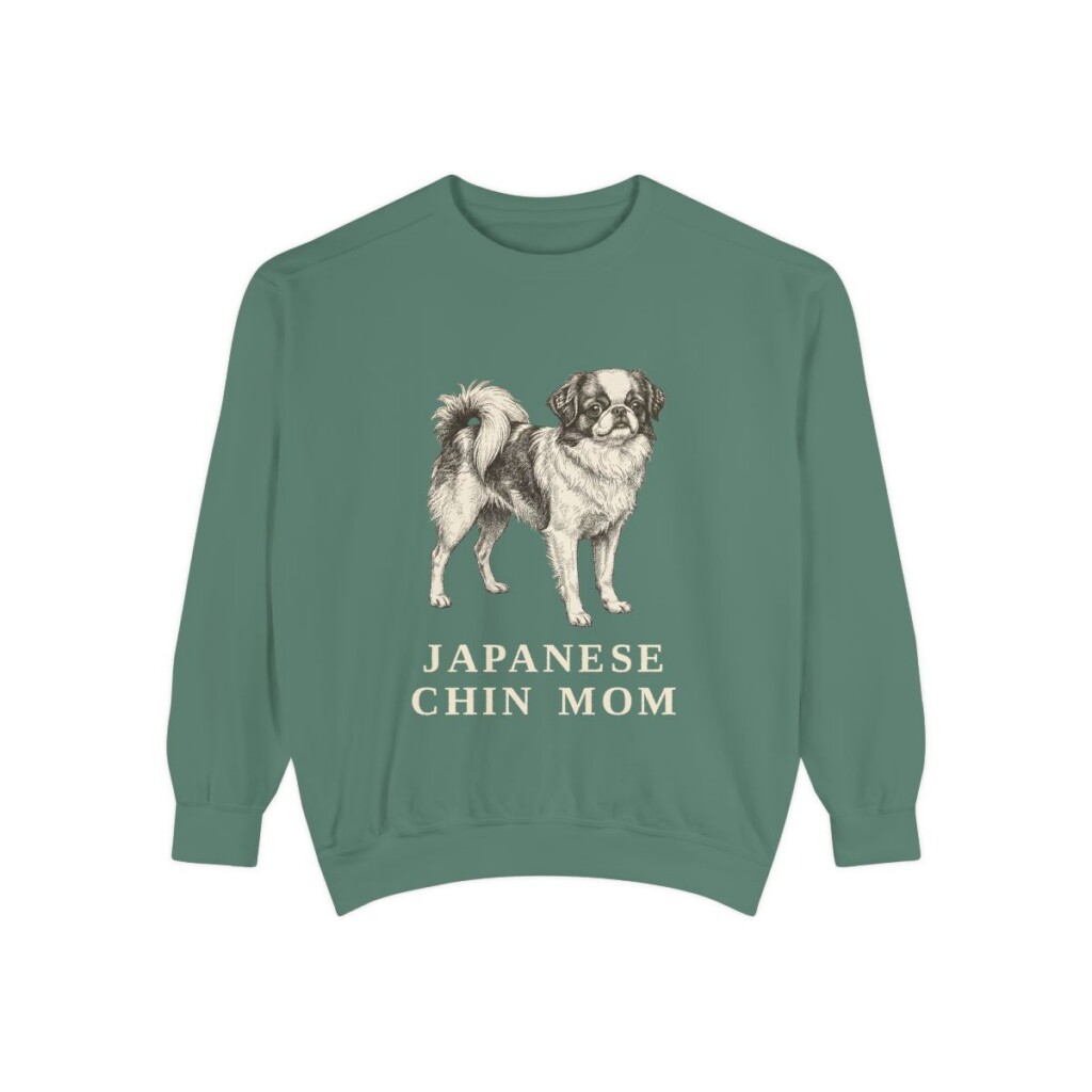Japanese Chin Mom Sweatshirt, Light Green, front view