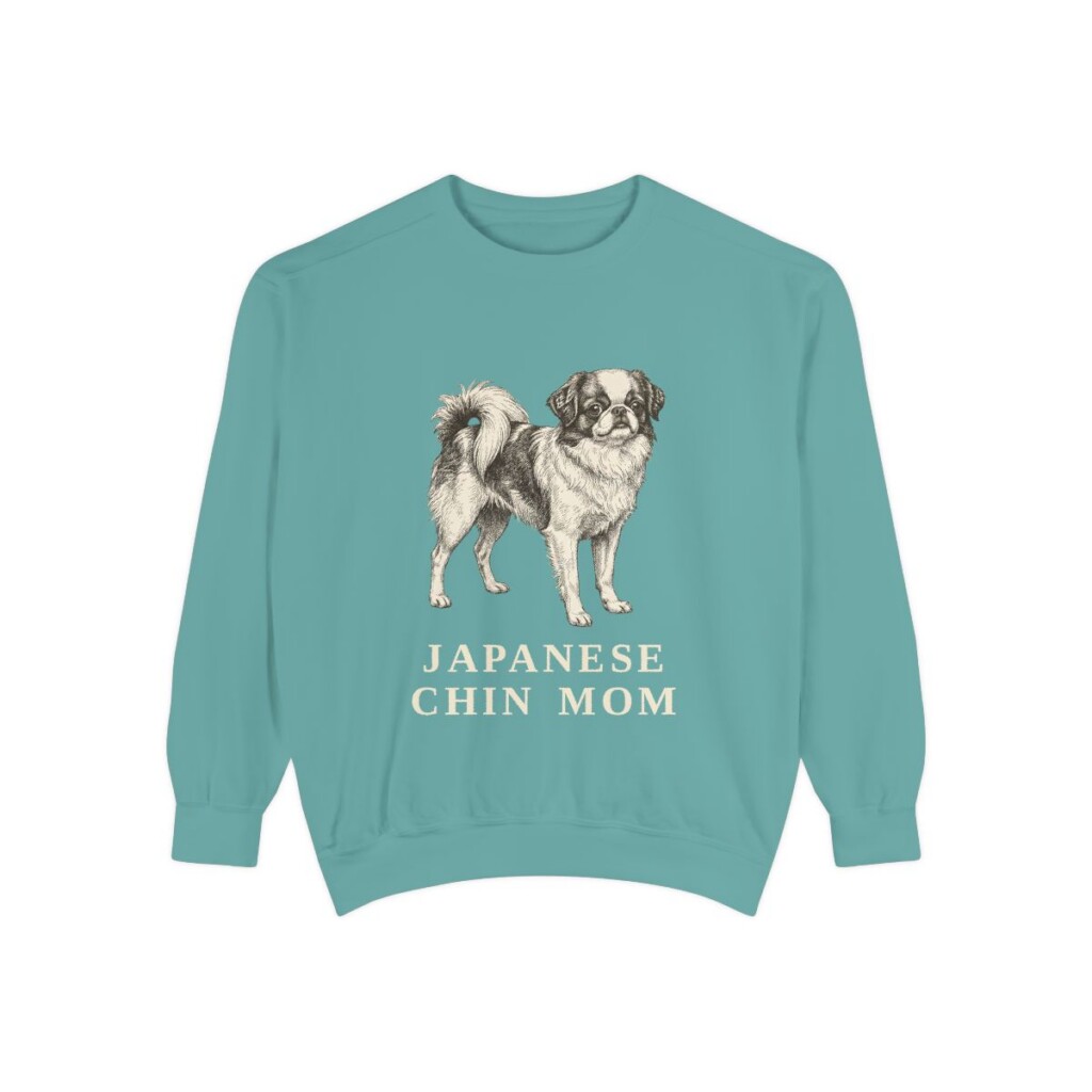 Japanese Chin Mom Sweatshirt, Seafoam, front view