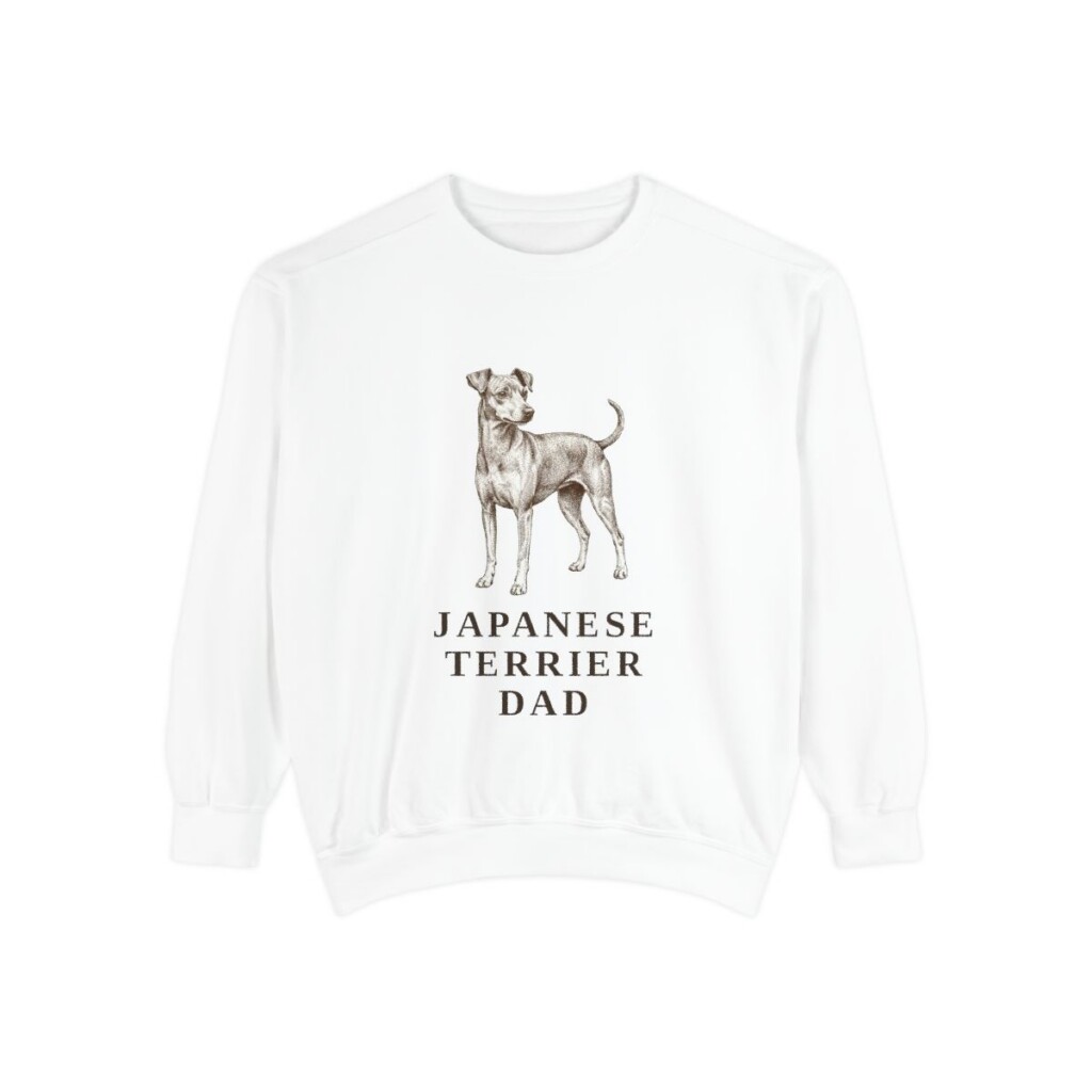 japanese-terrier-sweatshirt-dad-white Japanese Terrier Dad Sweatshirt, White, front view