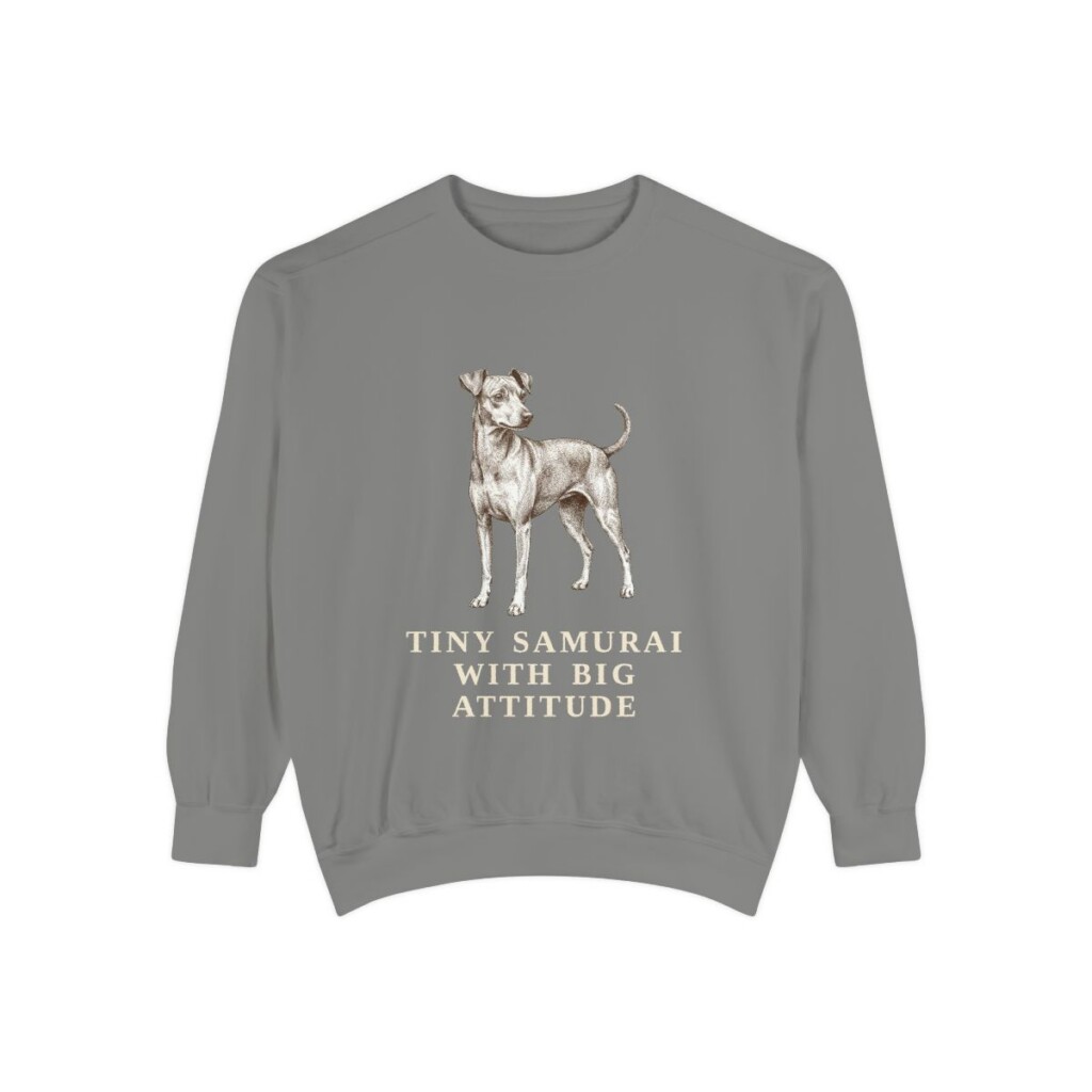 Japanese Terrier Humor Sweatshirt, Grey, front view