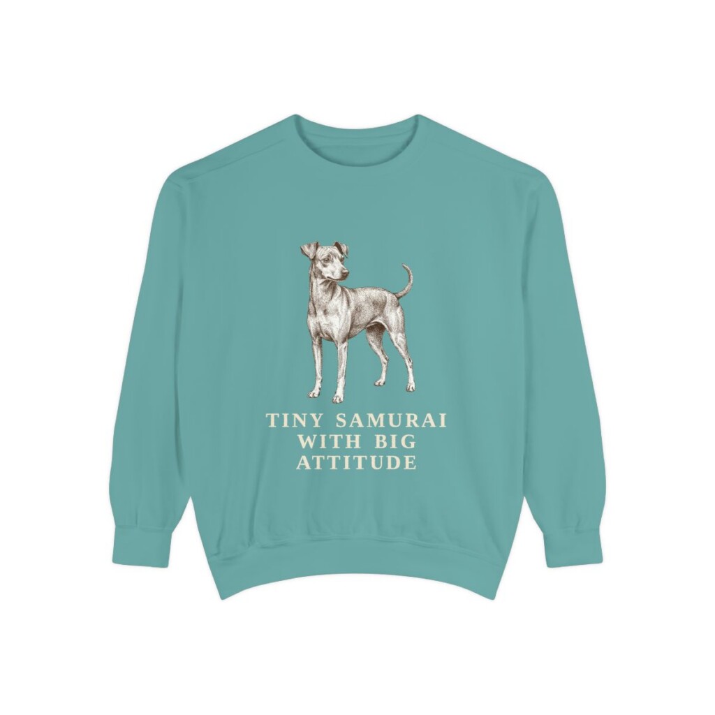 Japanese Terrier Humor Sweatshirt, Seafoam, front view