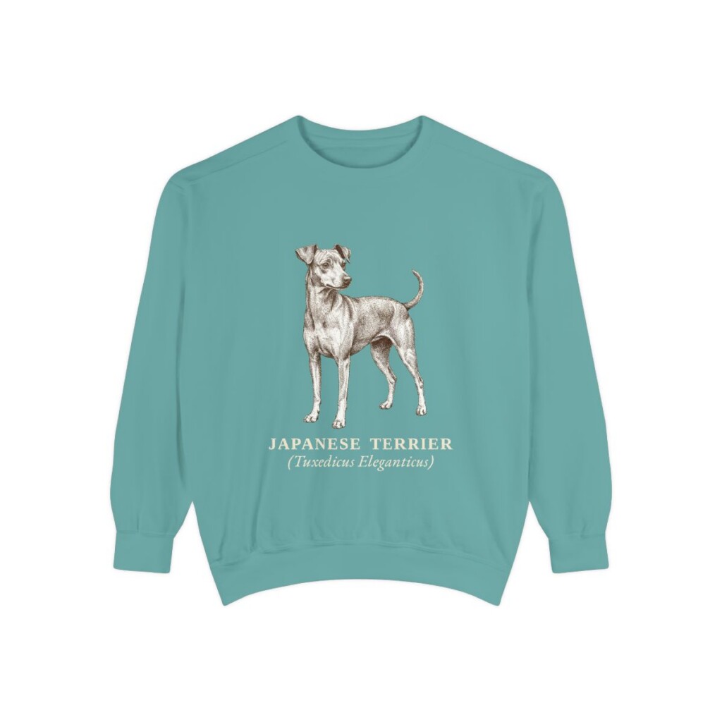 Japanese Terrier Latin Sweatshirt, Seafoam, front view