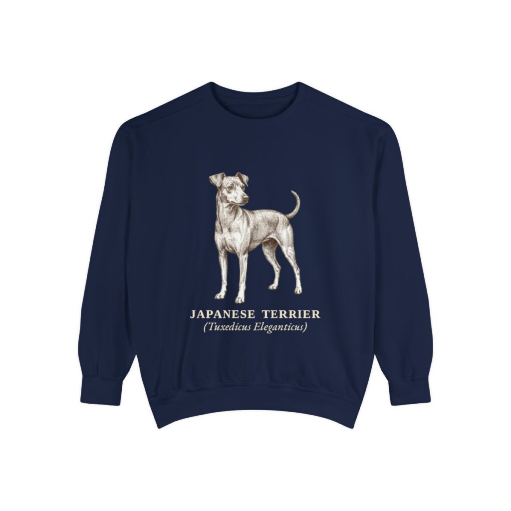 Japanese Terrier Latin Sweatshirt, True Navy, front view