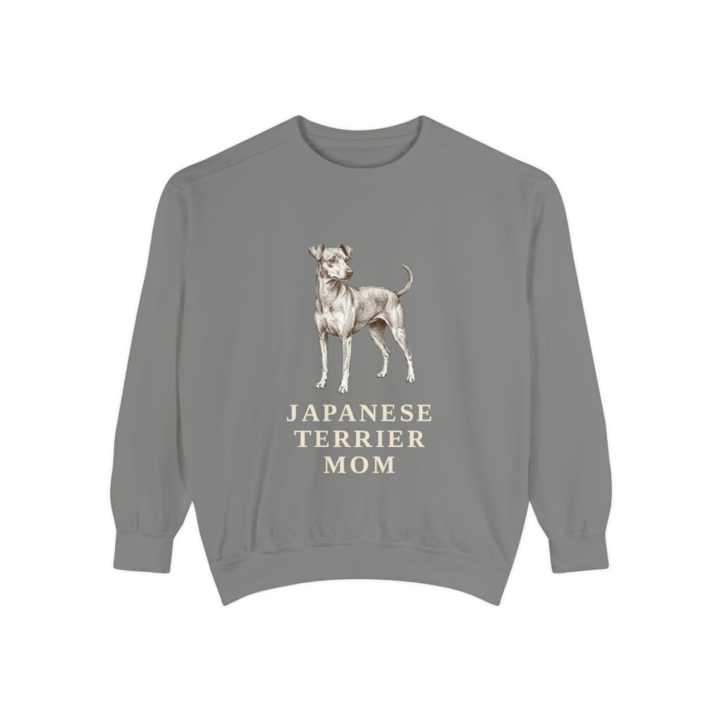 Japanese Terrier Mom Sweatshirt, Grey, front view