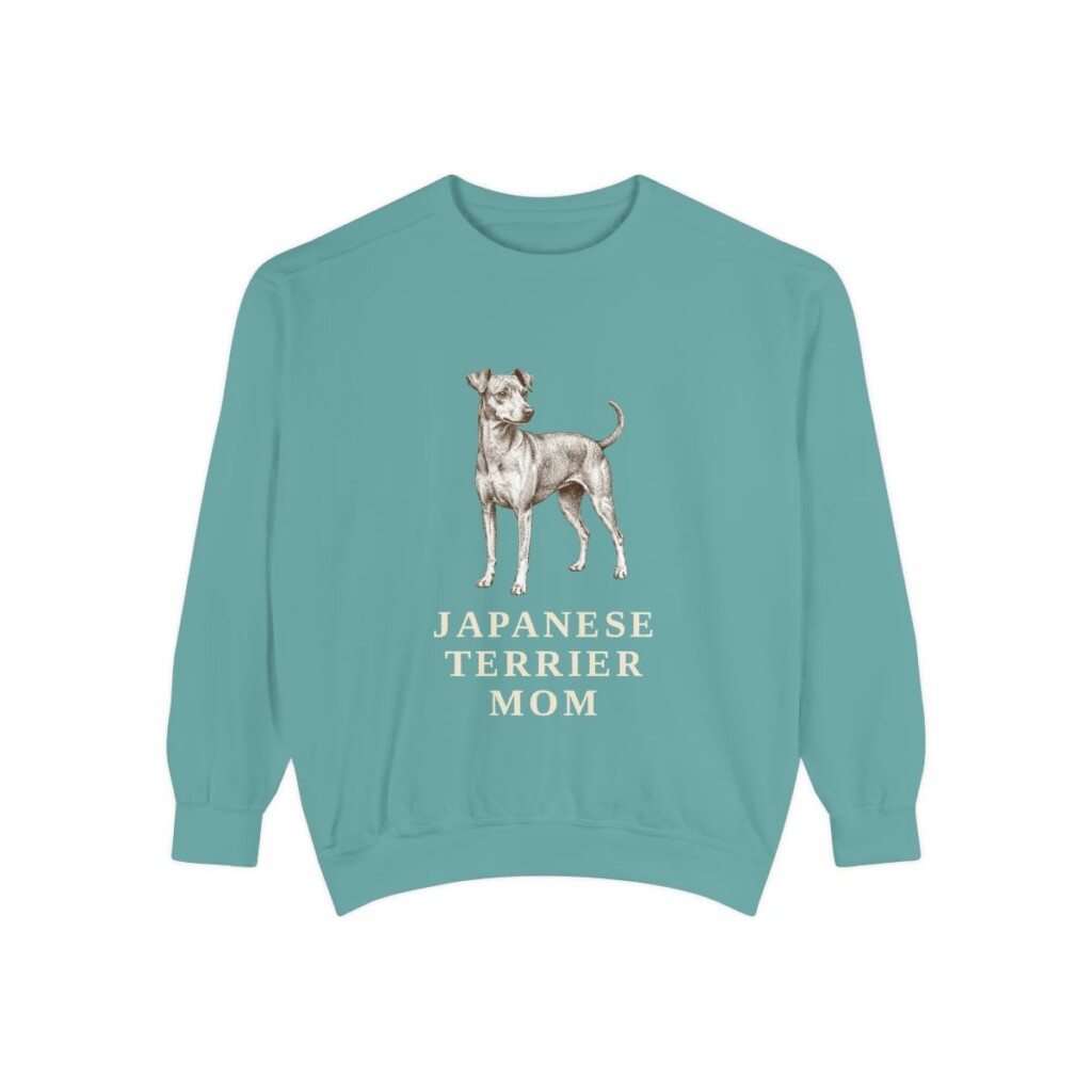 Japanese Terrier Mom Sweatshirt, Seafoam, front view