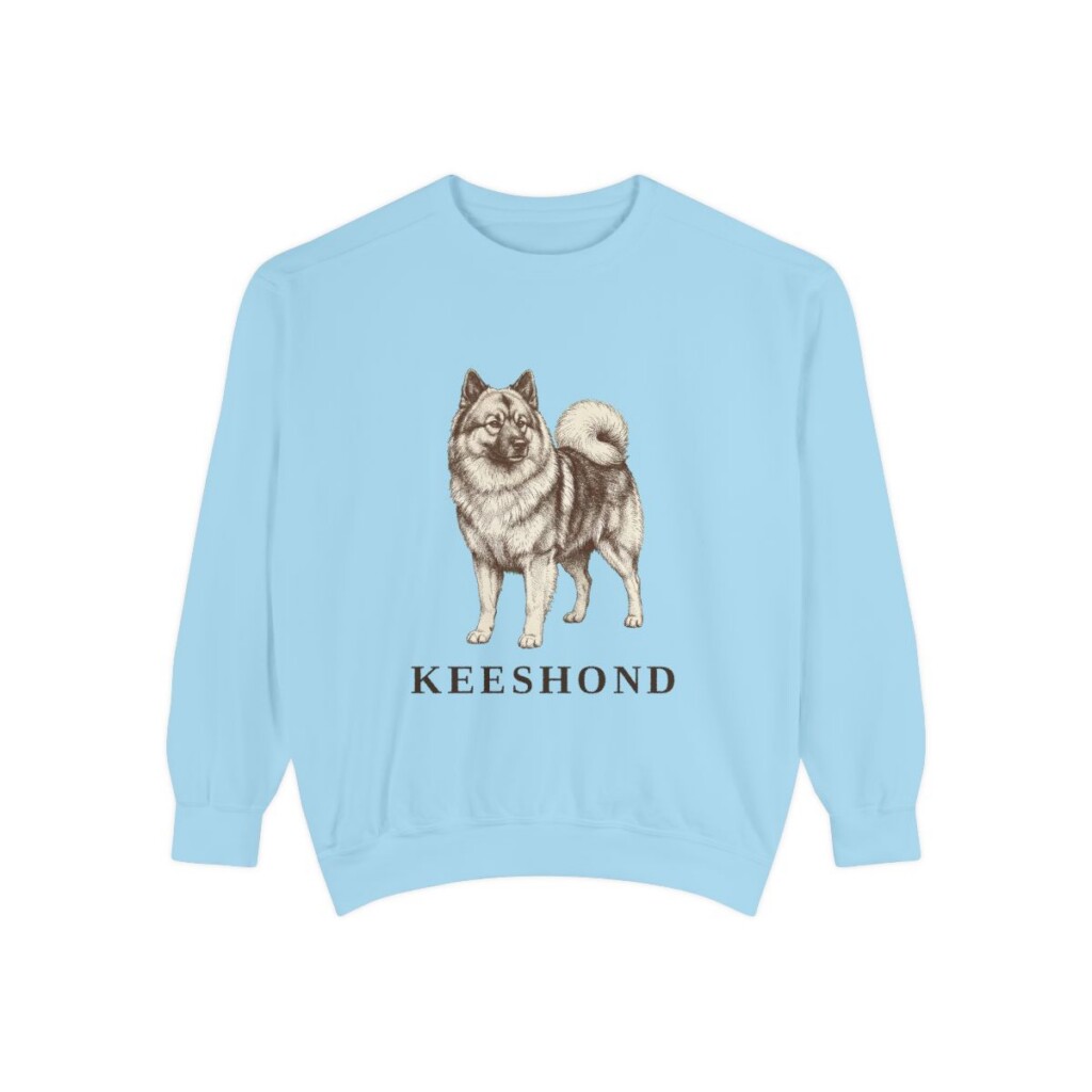 Keeshond Sweatshirt, Chambray, front view