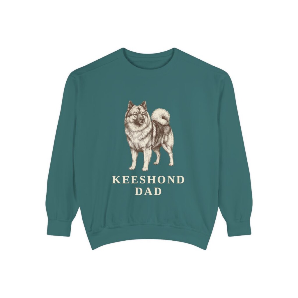 Keeshond Dad Sweatshirt, Blue Spruce, front view