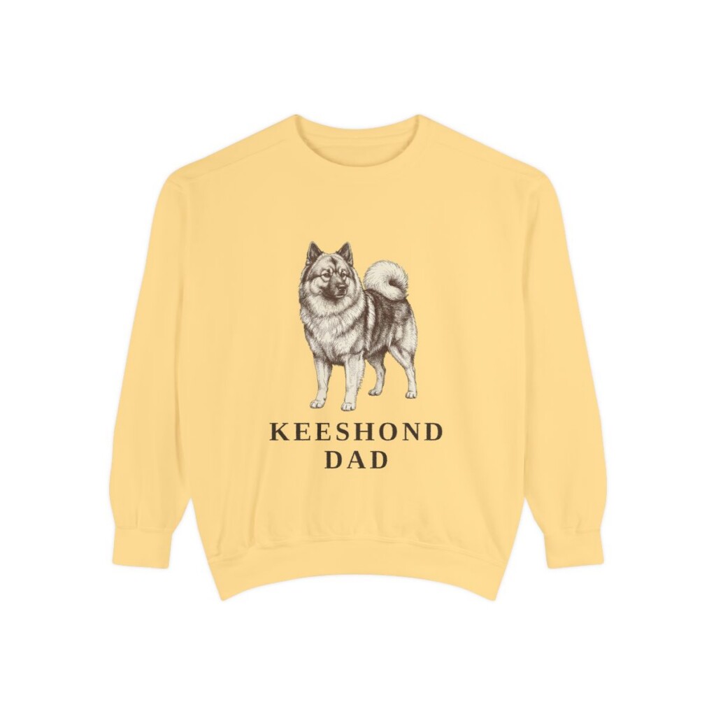 Keeshond Dad Sweatshirt, Butter, front view