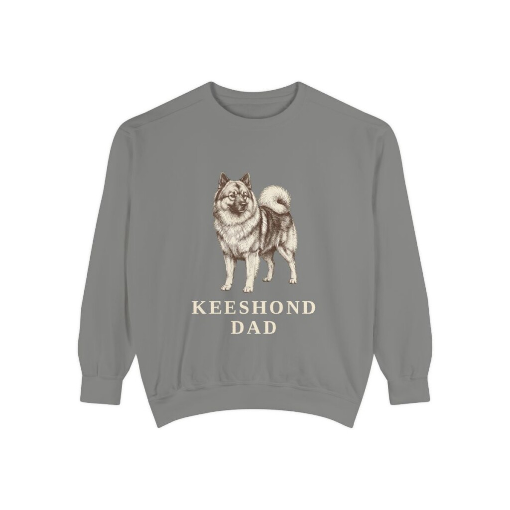 Keeshond Dad Sweatshirt, Grey, front view