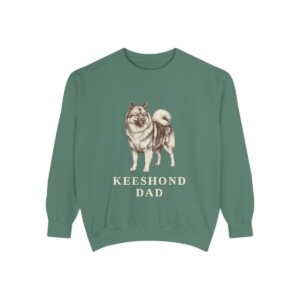 Keeshond Dad Sweatshirt, Light Green, front view