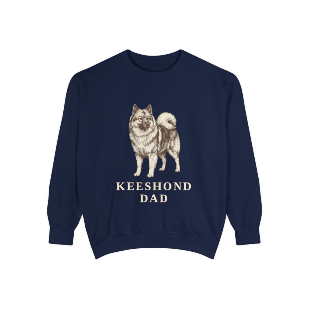 Keeshond Dad Sweatshirt, True Navy, front view