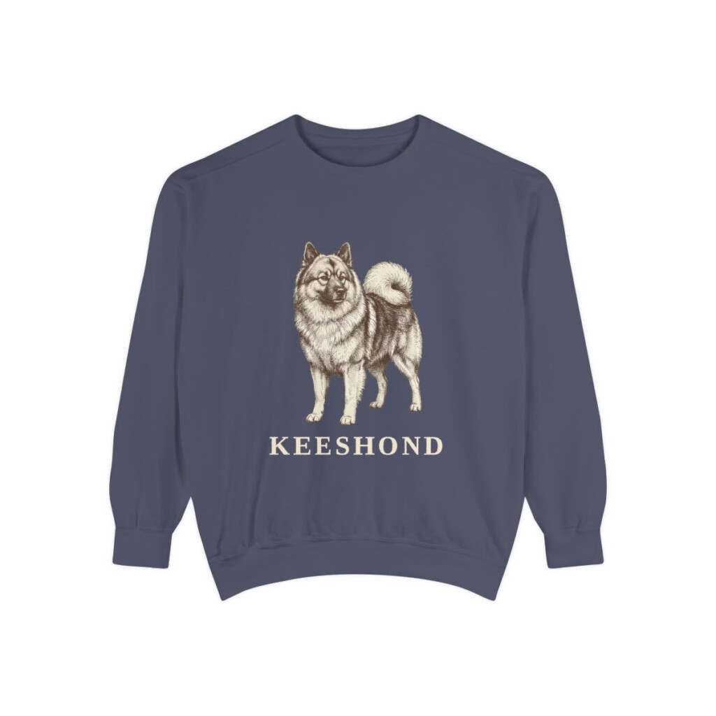 Keeshond Sweatshirt, Denim, front view