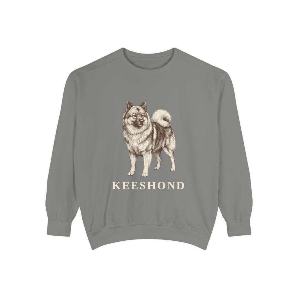 Keeshond Sweatshirt, Grey, front view