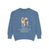 Keeshond Humor Sweatshirt, Blue Jean, front view