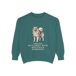 Keeshond Humor Sweatshirt, Blue Spruce, front view
