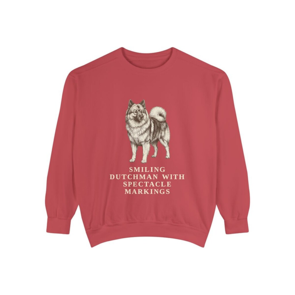 Keeshond Humor Sweatshirt, Crimson, front view