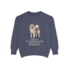 Keeshond Humor Sweatshirt, Denim, front view