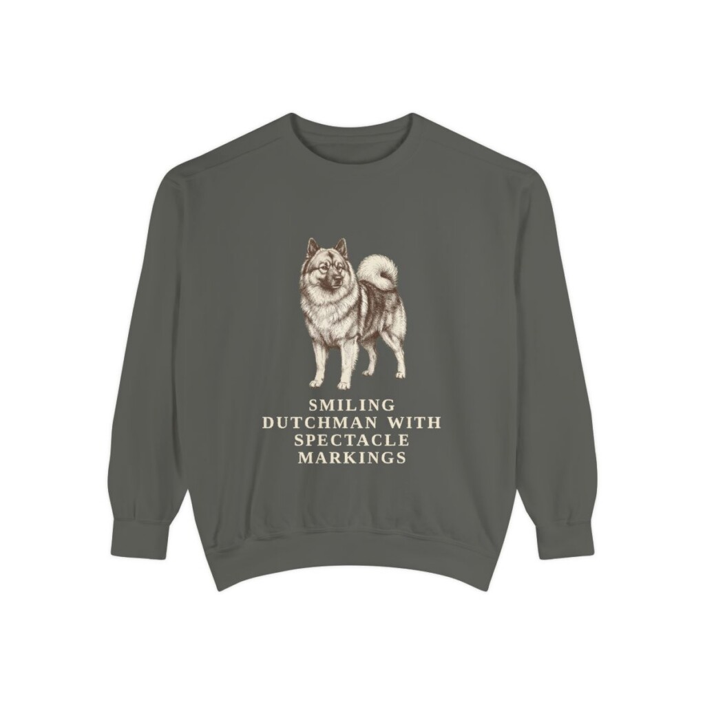 Keeshond Humor Sweatshirt, Pepper, front view