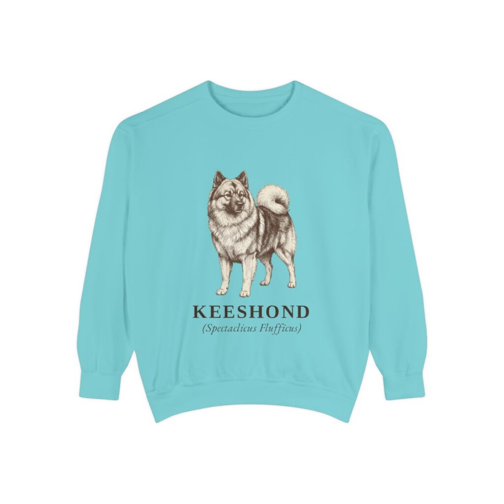 Keeshond Latin Sweatshirt, Chalky Mint, front view