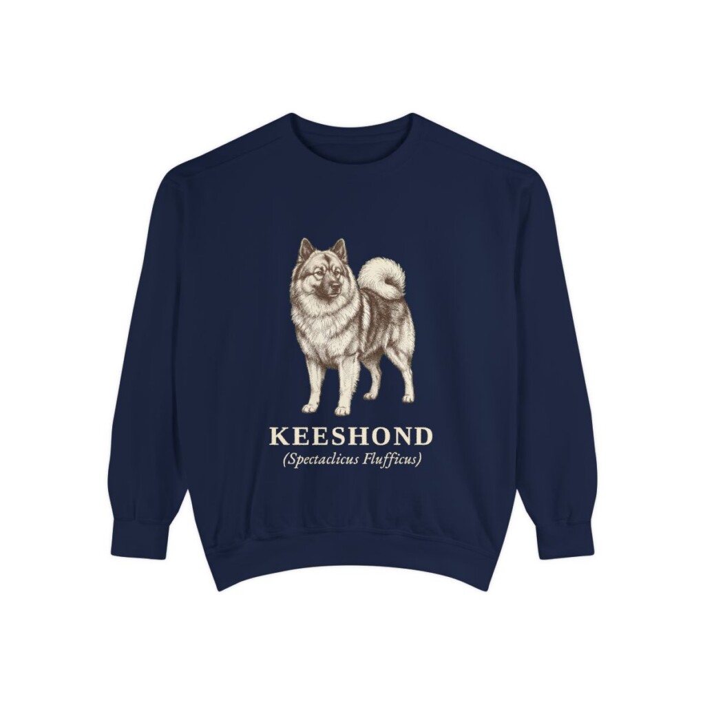 Keeshond Latin Sweatshirt, True Navy, front view