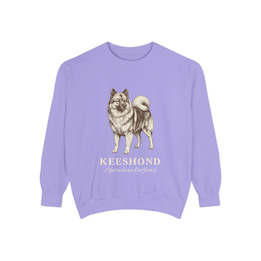 Keeshond Latin Sweatshirt, Violet, front view