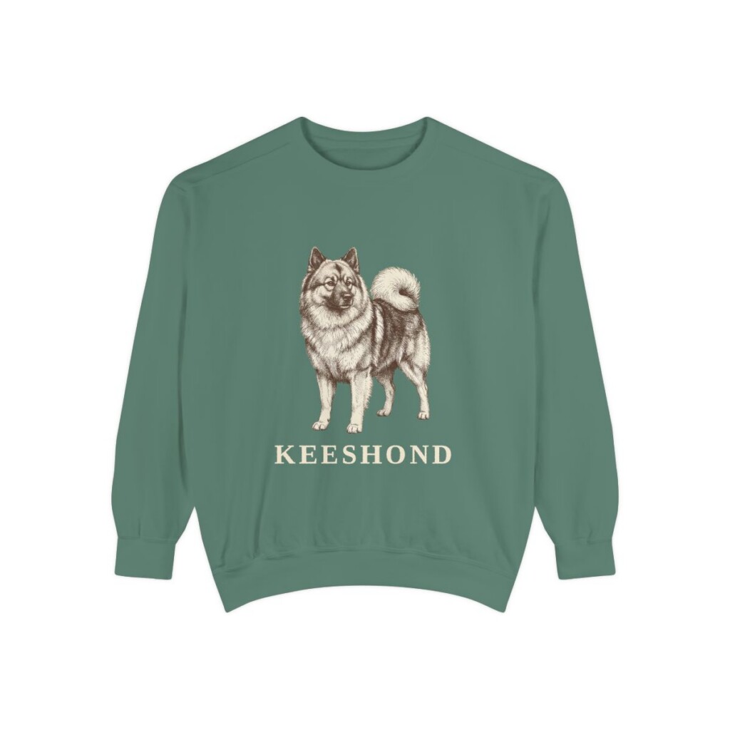 Keeshond Sweatshirt, Light Green, front view
