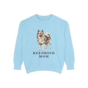 Keeshond Mom Sweatshirt, Chambray, front view
