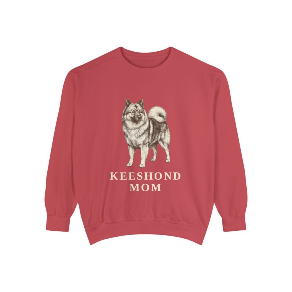 Keeshond Mom Sweatshirt, Crimson, front view