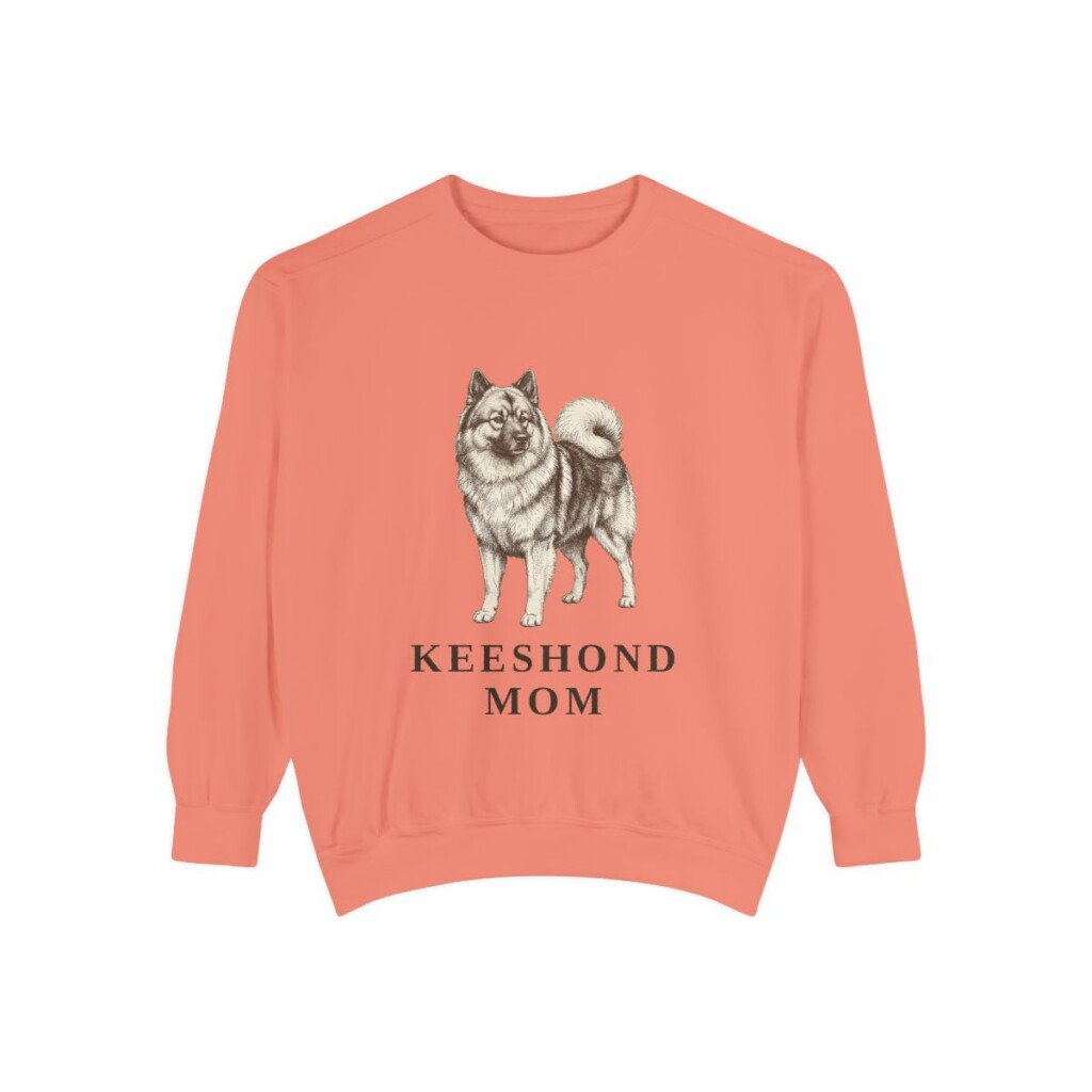 Keeshond Mom Sweatshirt, Terracotta, front view