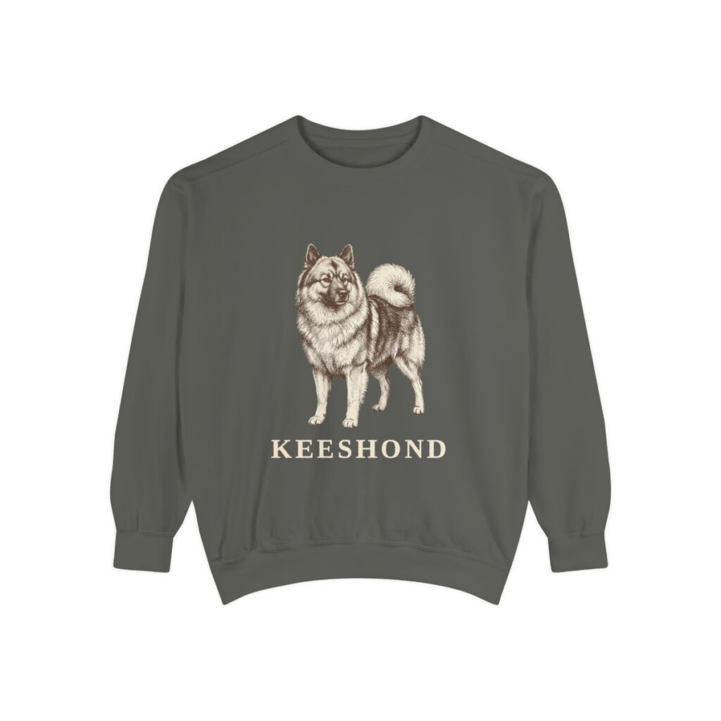 Keeshond Sweatshirt, Pepper, front view
