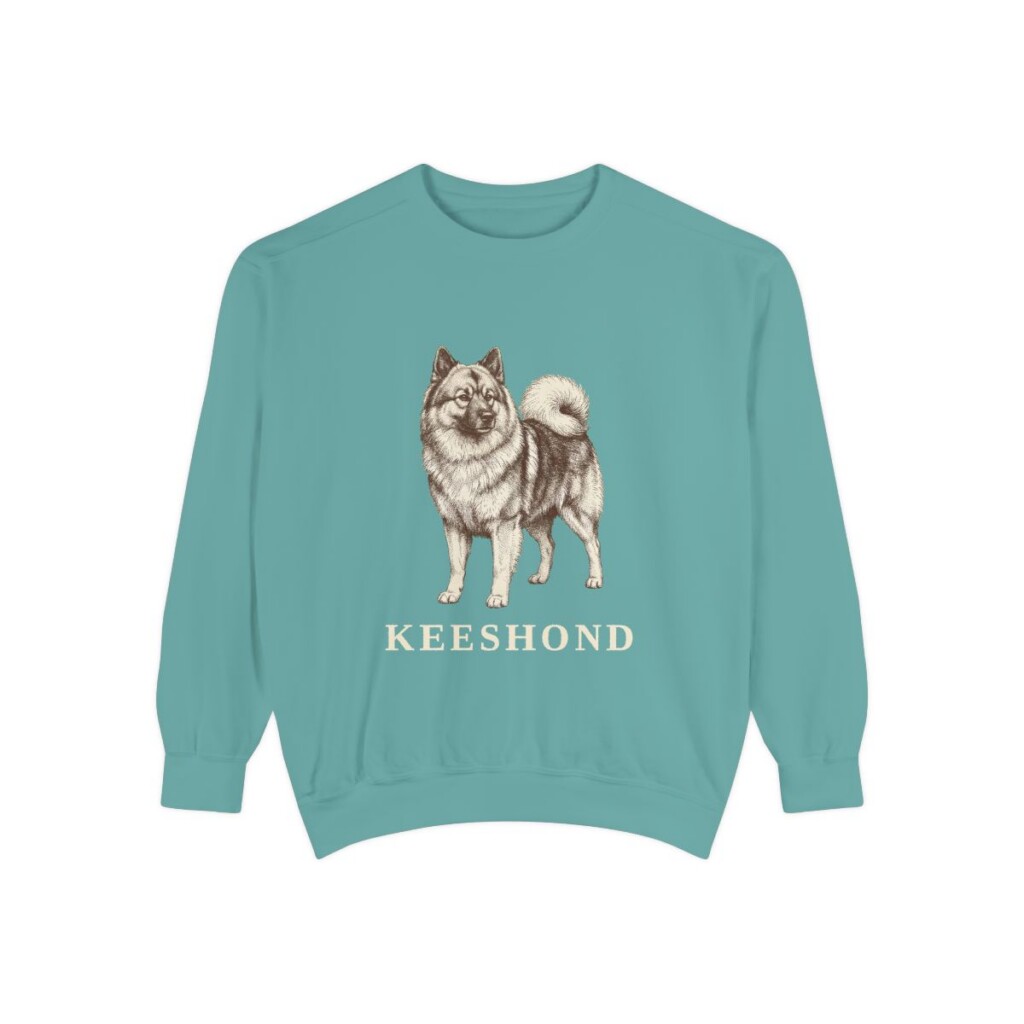 Keeshond Sweatshirt, Seafoam, front view