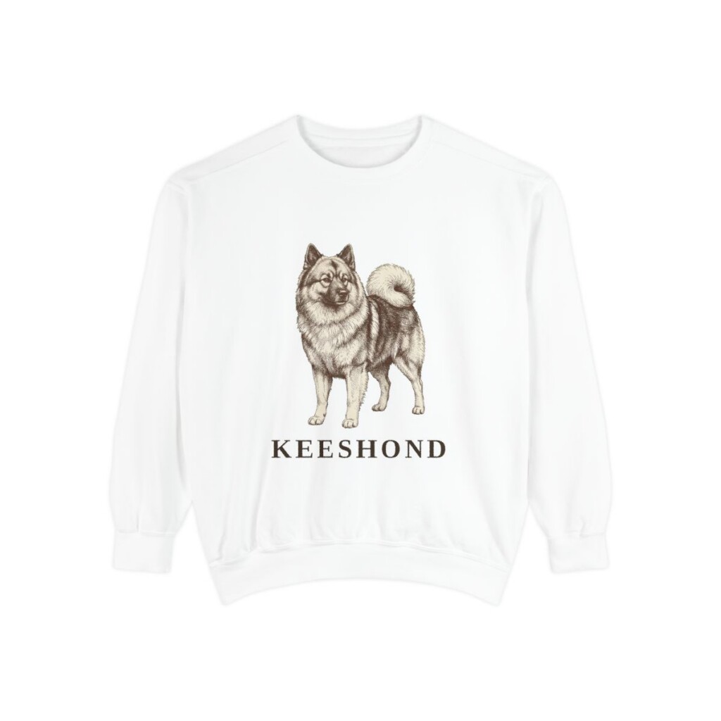 Keeshond Sweatshirt, White, front view