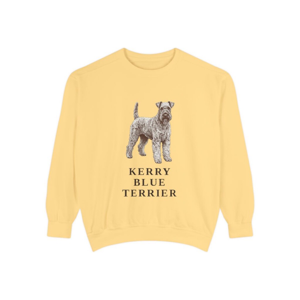 kerry-blue-terrier-sweatshirt-butter Kerry Blue Terrier Sweatshirt, Butter, front view