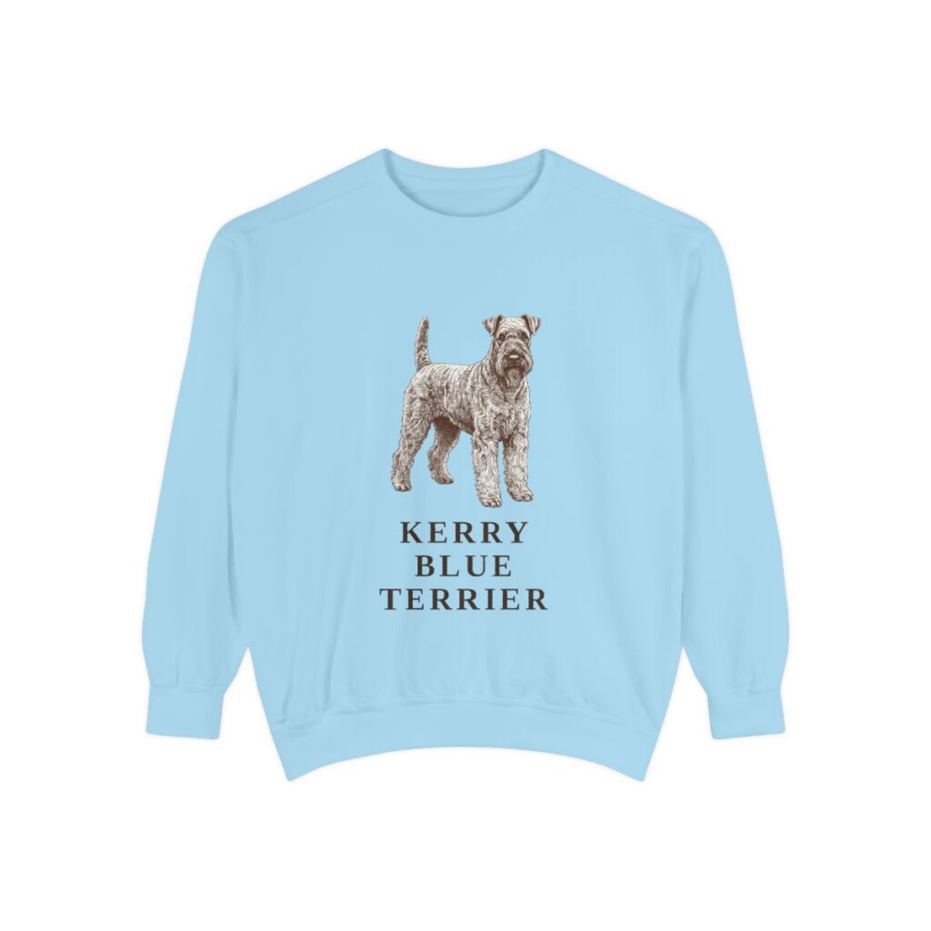 kerry-blue-terrier-sweatshirt-chambray Kerry Blue Terrier Sweatshirt, Chambray, front view