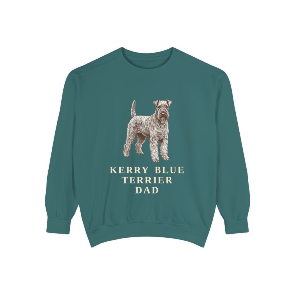 Kerry Blue Terrier Dad Sweatshirt, Blue Spruce, front view