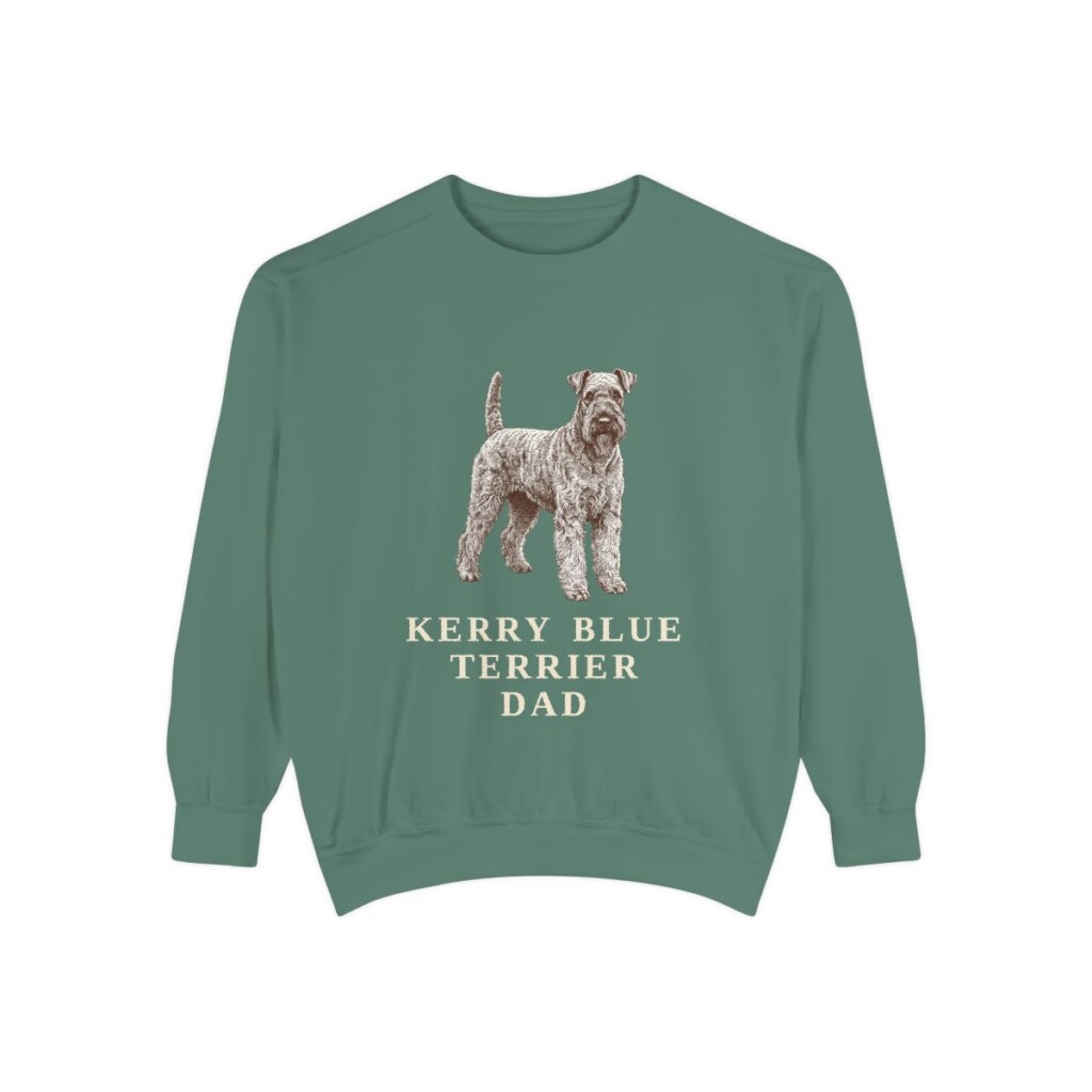 Kerry Blue Terrier Dad Sweatshirt, Light Green, front view