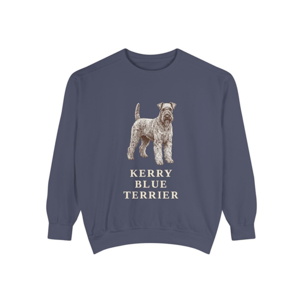 kerry-blue-terrier-sweatshirt-denim Kerry Blue Terrier Sweatshirt, Denim, front view