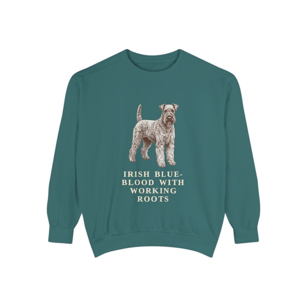 Kerry Blue Terrier Humor Sweatshirt, Blue Spruce, front view