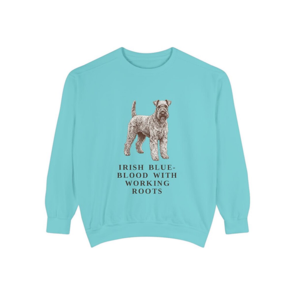 Kerry Blue Terrier Humor Sweatshirt, Chalky Mint, front view