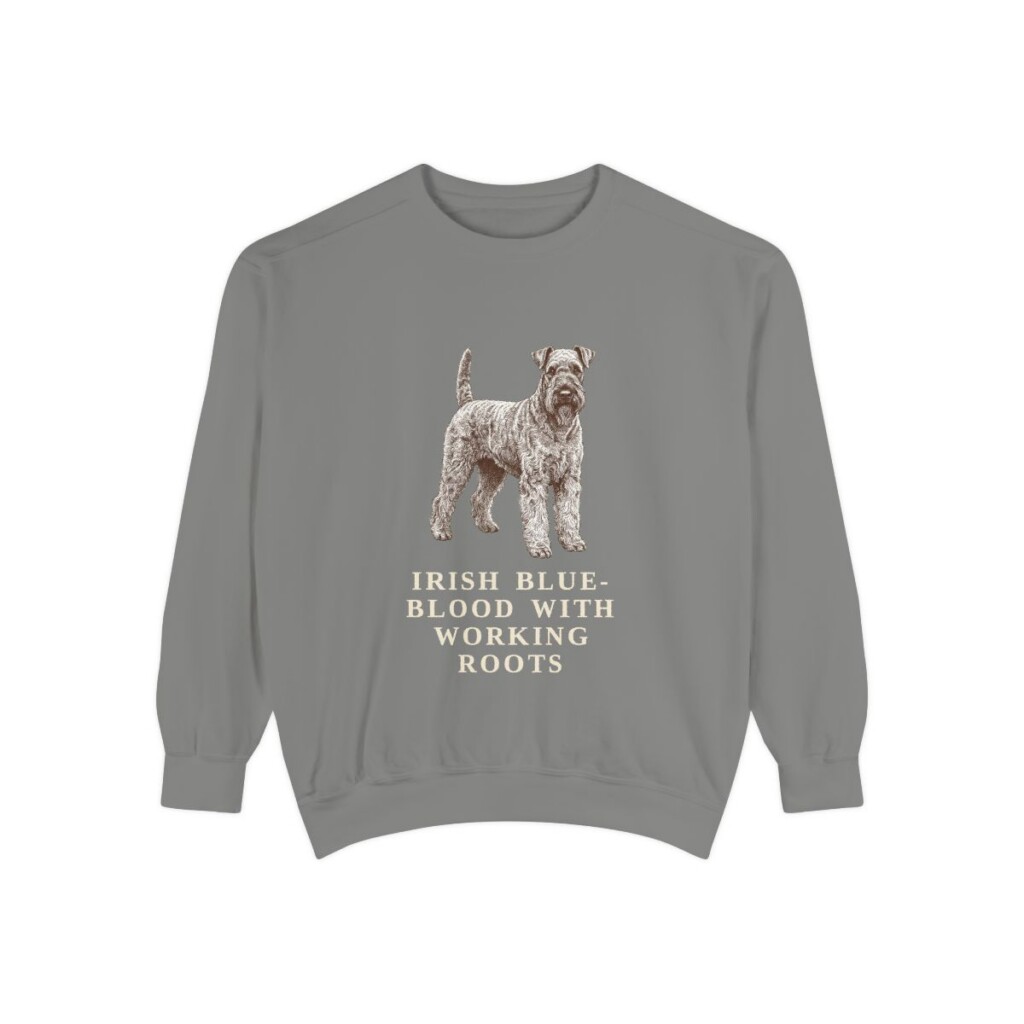 Kerry Blue Terrier Humor Sweatshirt, Grey, front view