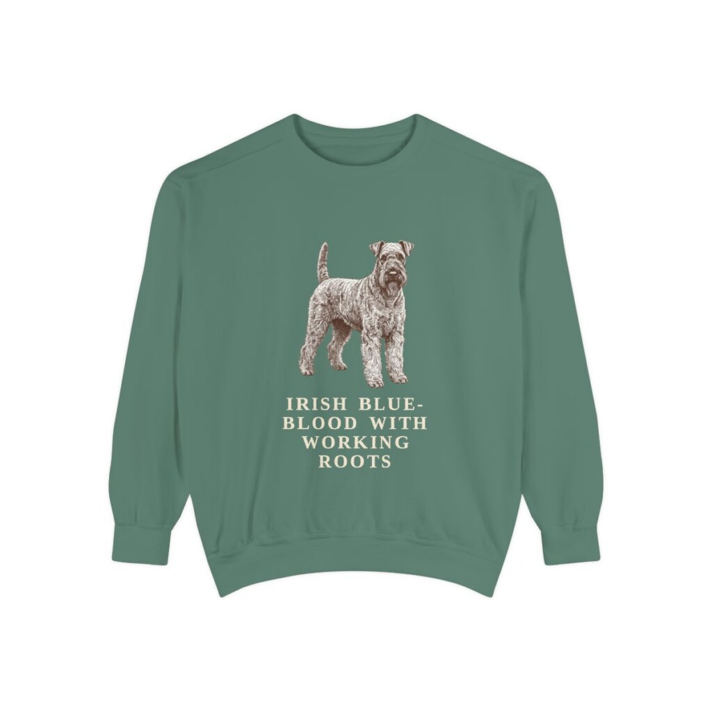 Kerry Blue Terrier Humor Sweatshirt, Light Green, front view
