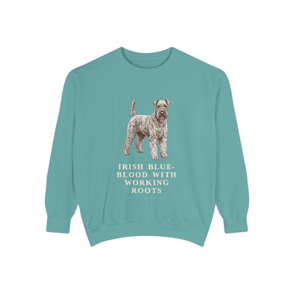 Kerry Blue Terrier Humor Sweatshirt, Seafoam, front view