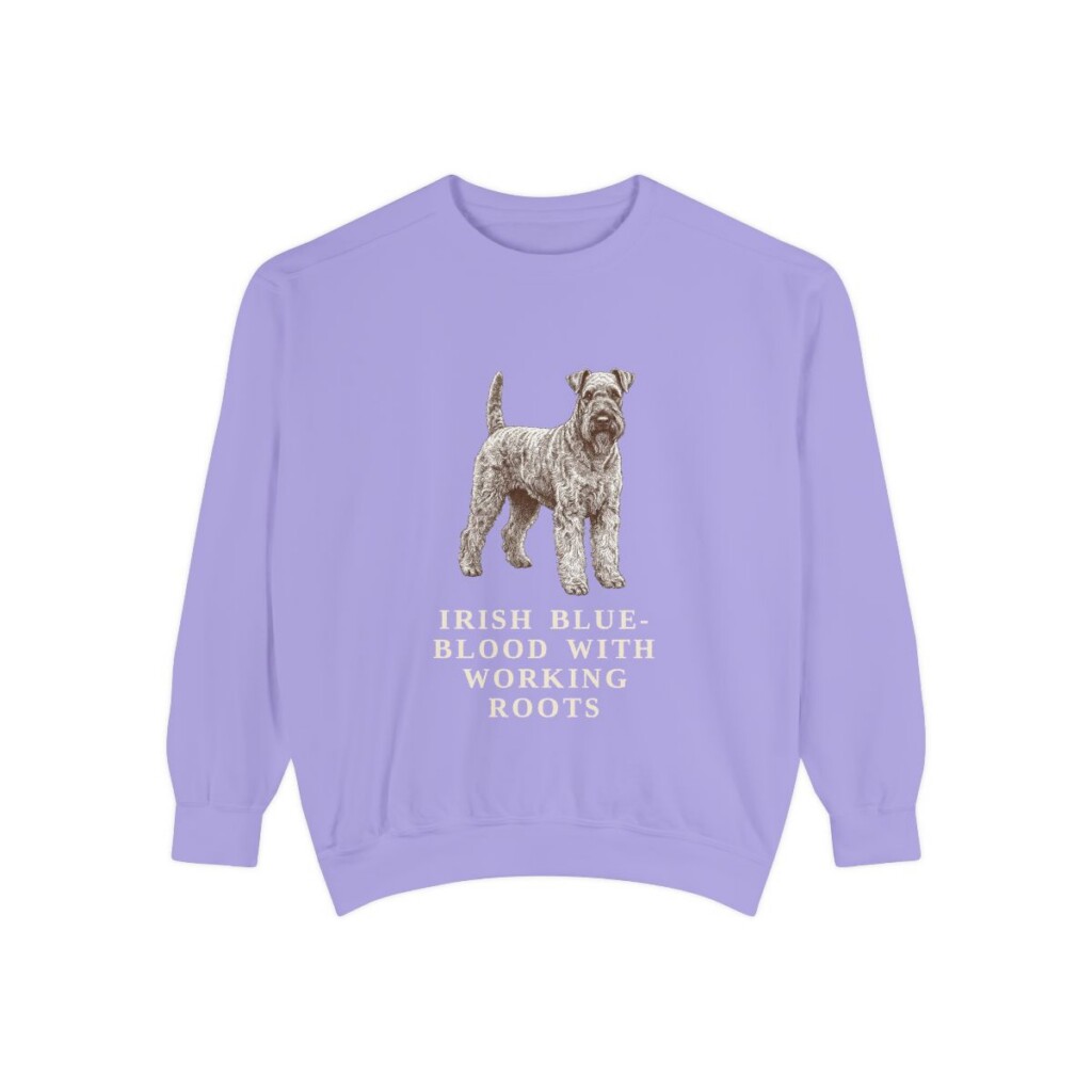 Kerry Blue Terrier Humor Sweatshirt, Violet, front view