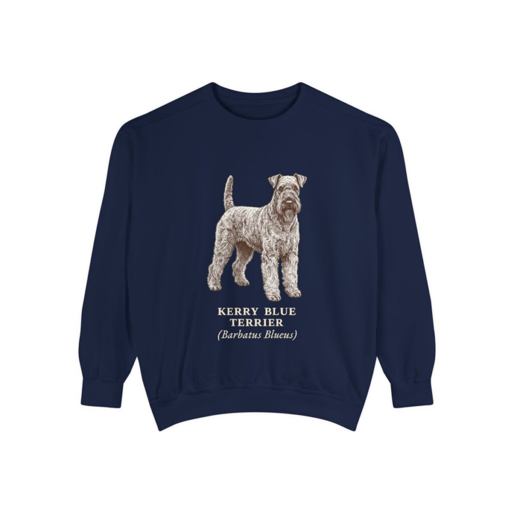 Kerry Blue Terrier Latin Sweatshirt, True Navy, front view