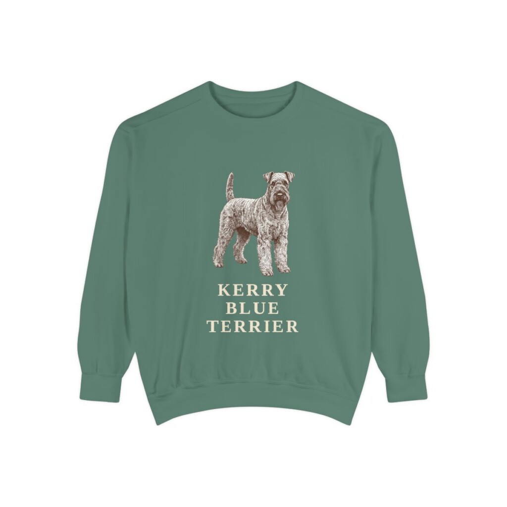 kerry-blue-terrier-sweatshirt-light-green Kerry Blue Terrier Sweatshirt, Light Green, front view