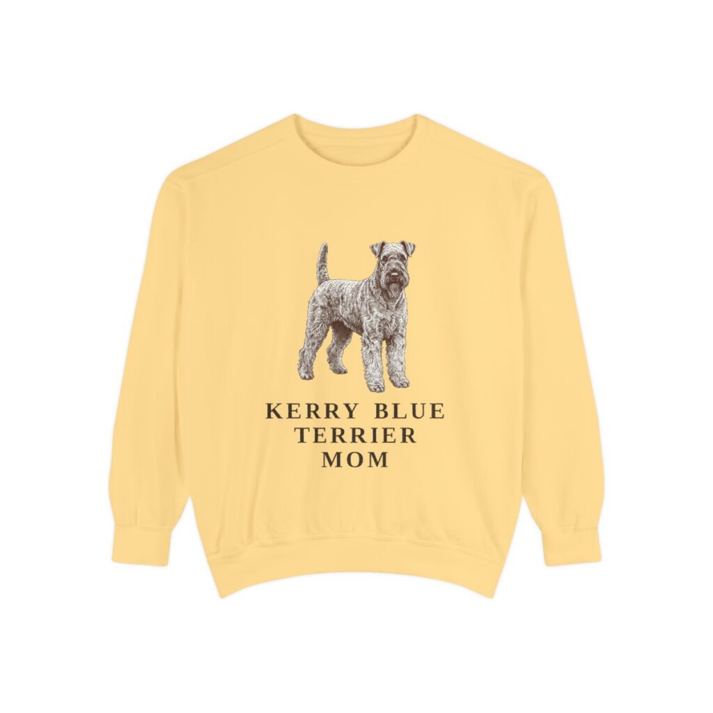 kerry-blue-terrier-sweatshirt-mom-butter Kerry Blue Terrier Mom Sweatshirt, Butter, front view