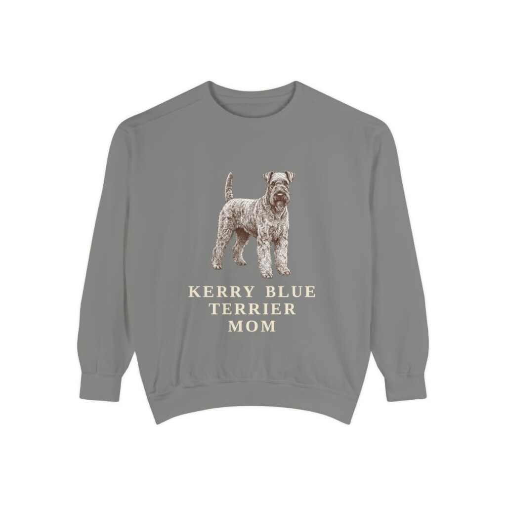 kerry-blue-terrier-sweatshirt-mom-grey Kerry Blue Terrier Mom Sweatshirt, Grey, front view
