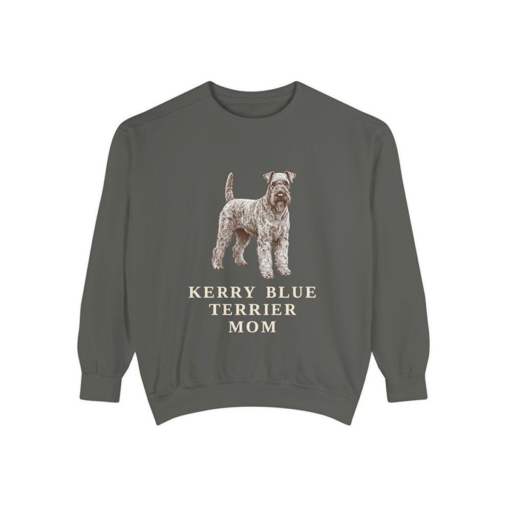 kerry-blue-terrier-sweatshirt-mom-pepper Kerry Blue Terrier Mom Sweatshirt, Pepper, front view