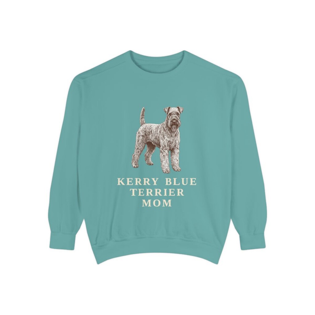 kerry-blue-terrier-sweatshirt-mom-seafoam Kerry Blue Terrier Mom Sweatshirt, Seafoam, front view