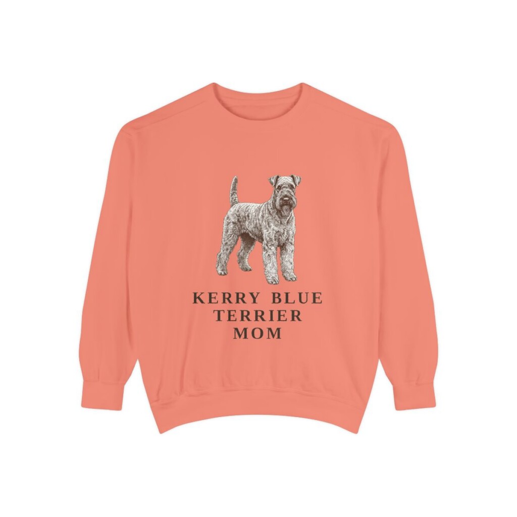 kerry-blue-terrier-sweatshirt-mom-terracotta Kerry Blue Terrier Mom Sweatshirt, Terracotta, front view